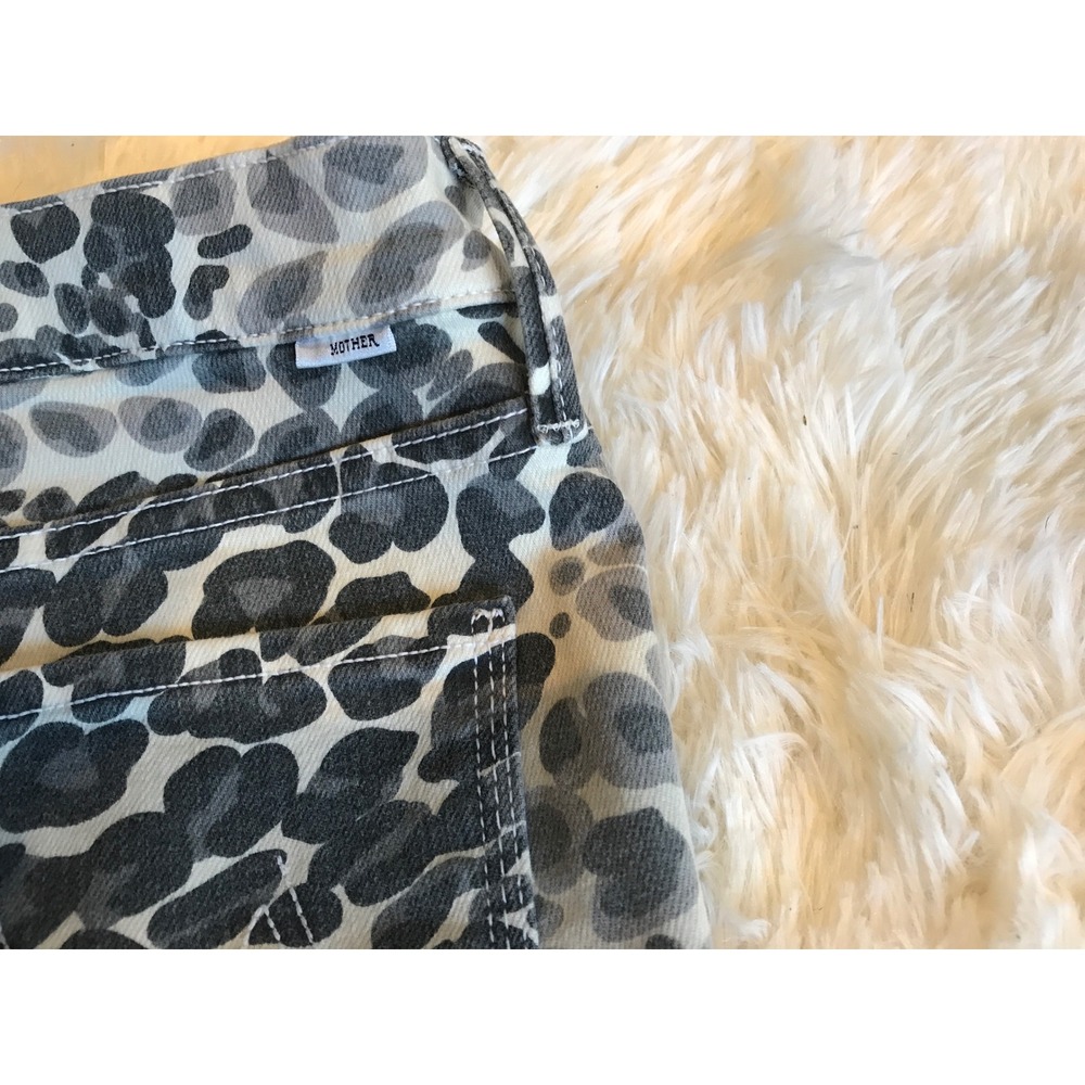 Mother The Mid Rise Dazzler Ankle Jeans Grey Leopard Print 28 - Picture 9 of 9